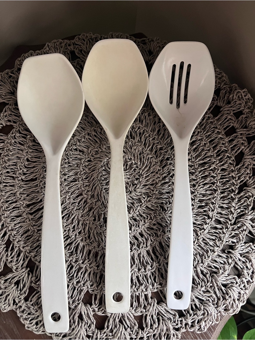 Vintage White Hoan rare 3-Piece Cooking Spoon utensil set